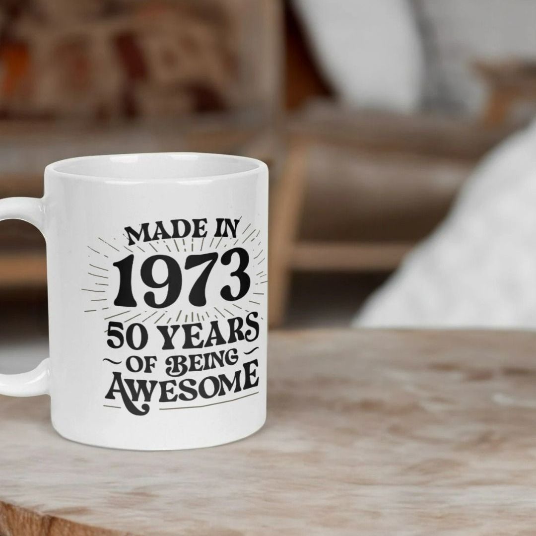 50th Birthday Coffee Travel Mug Personalized for Men, Born 1973