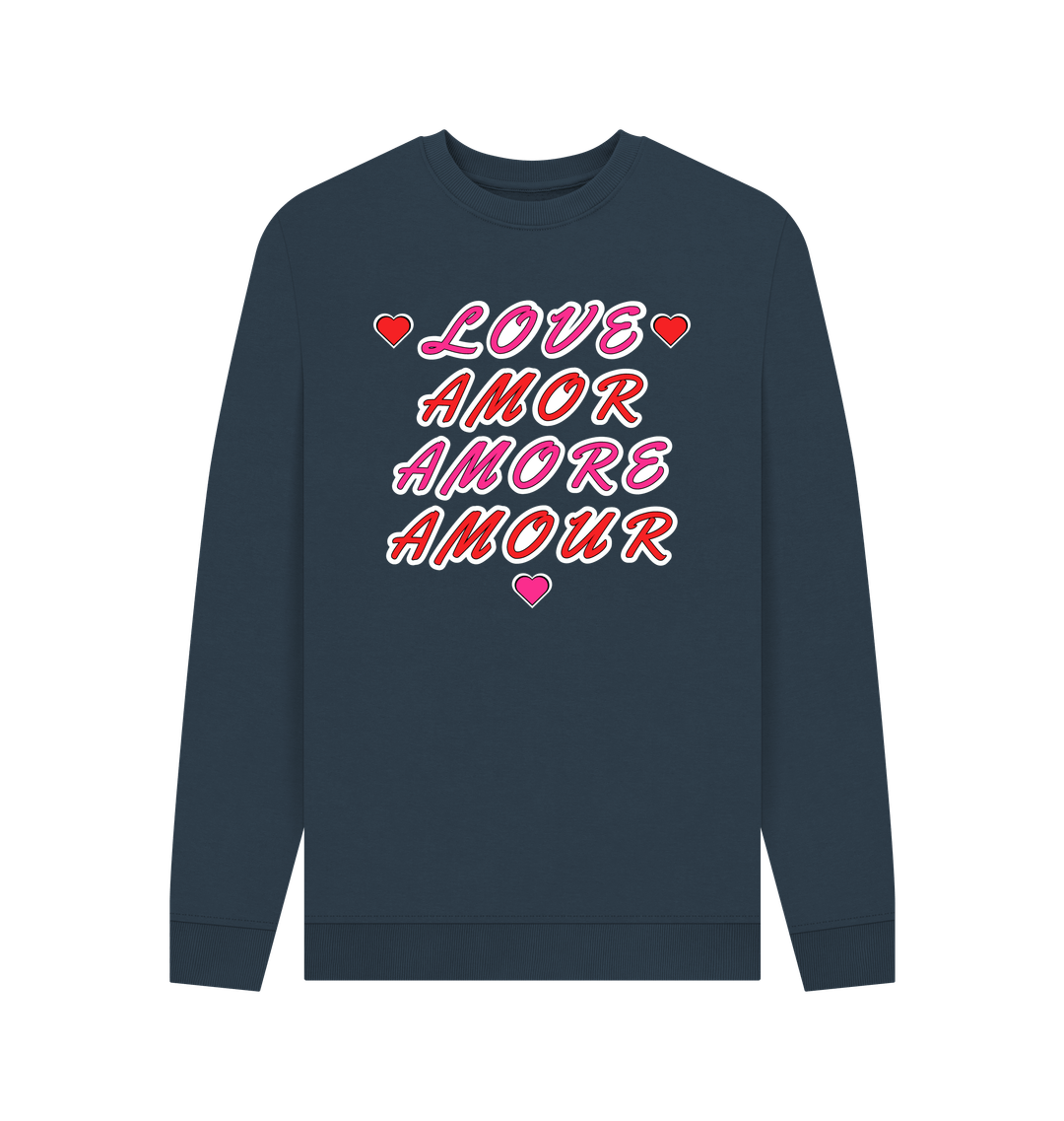 Love Multilingual Slogan Organic Cotton Men's Sweater