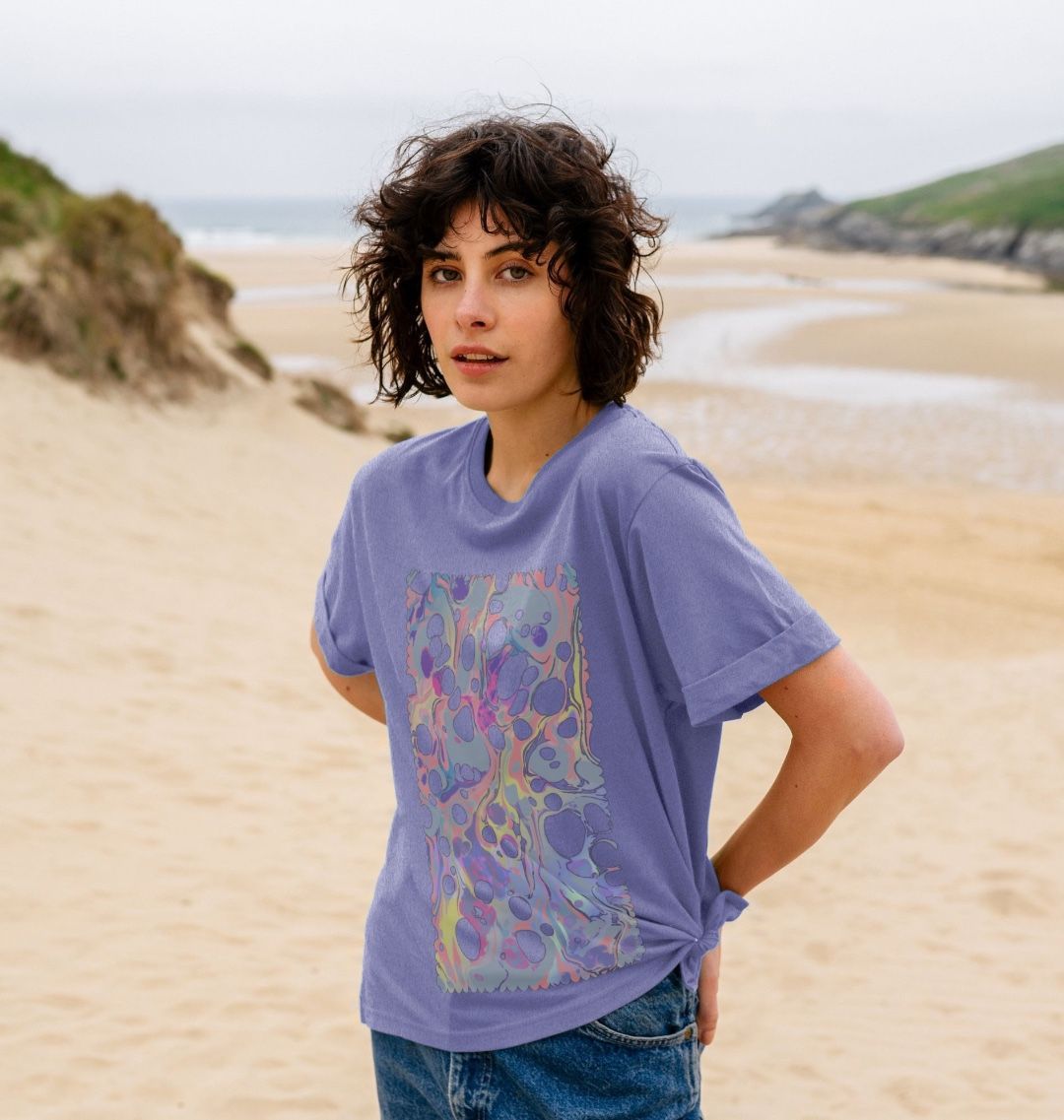 Lilac Marble Graphic Relaxed Fit Womens Organic Cotton T-Shirt
