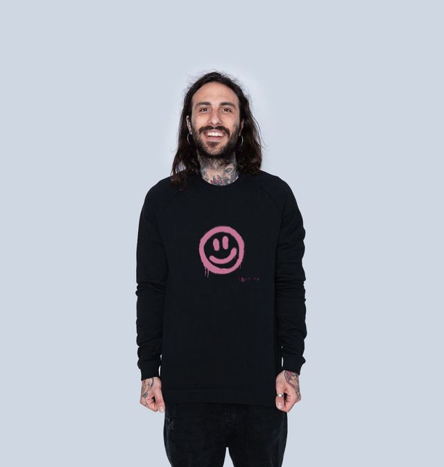 Spray Paint Smiley Face Men's Organic Sweater