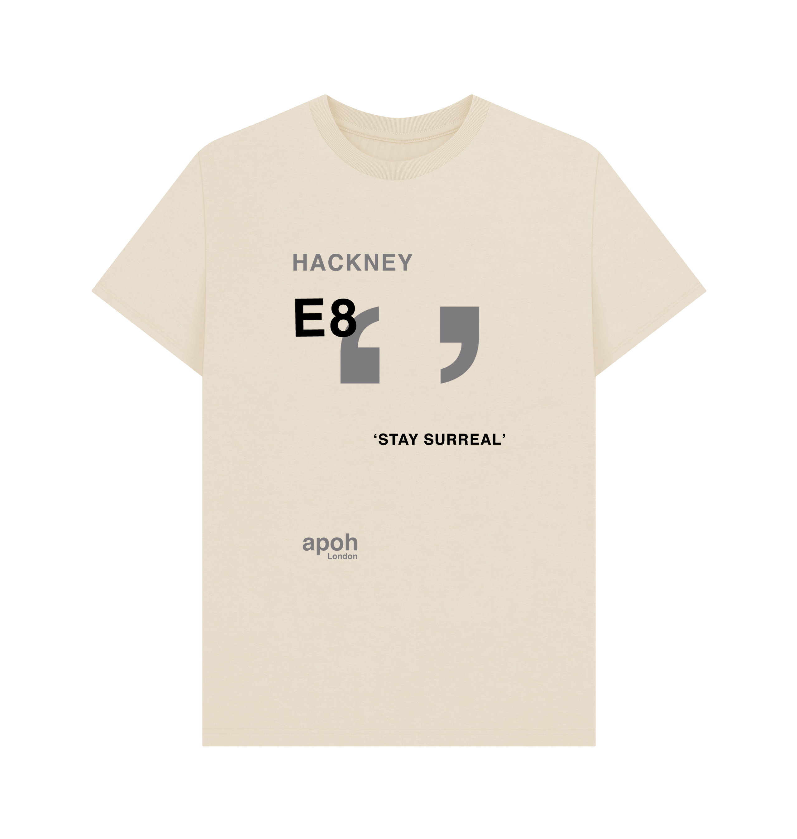 PREMIUM OFFICIAL APOH Surreal Hackney Slogan Cream T-Shirt - Picture 2 of 3
