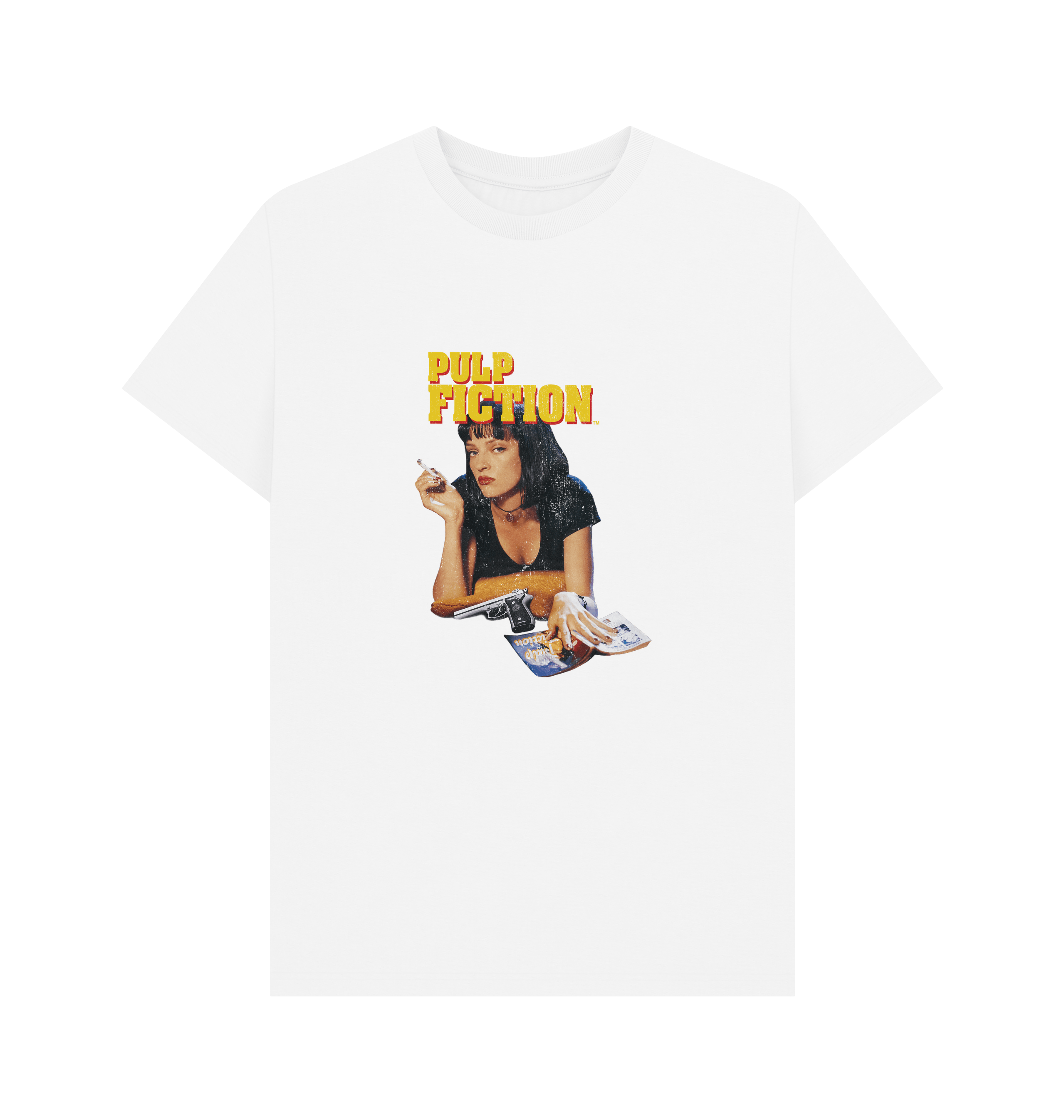PREMIUM OFFICIAL Pulp Fiction Vintage Mia Wallace White T-Shirt - Picture 2 of 3