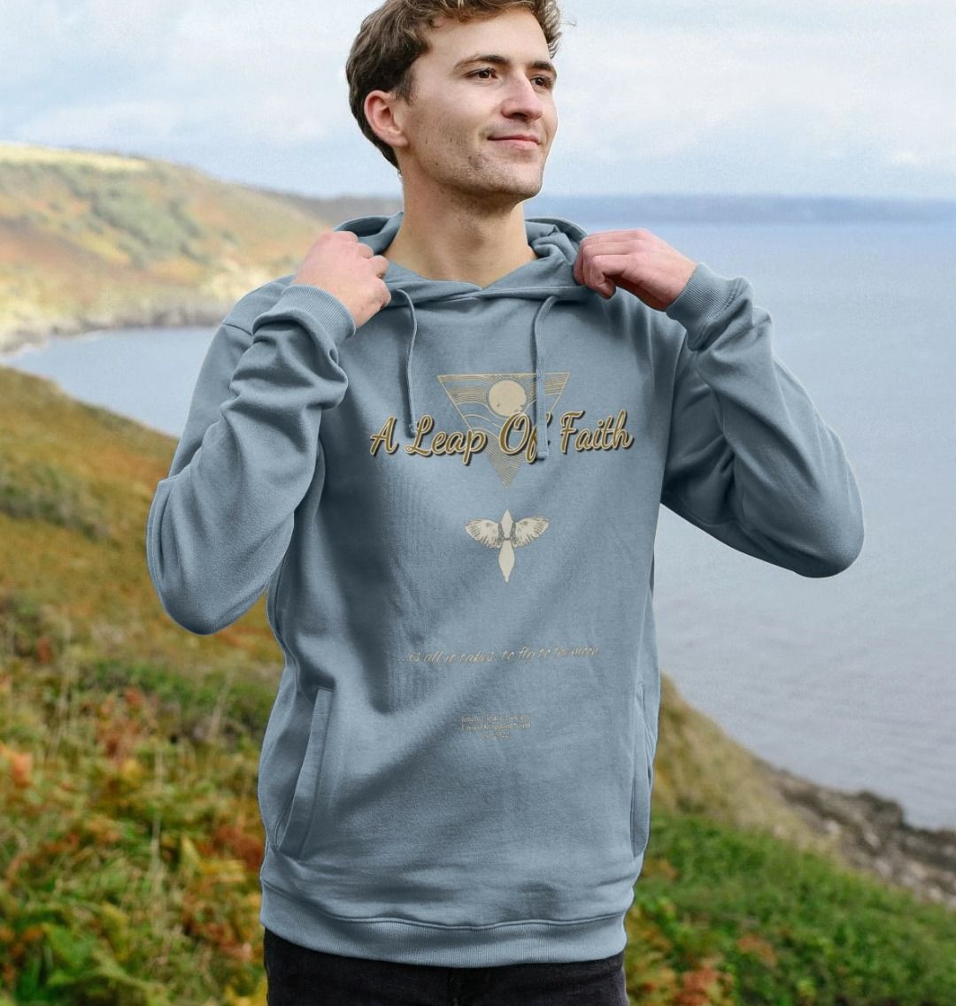 A Leap Of Faith Graphic Hoodie Stone Blue