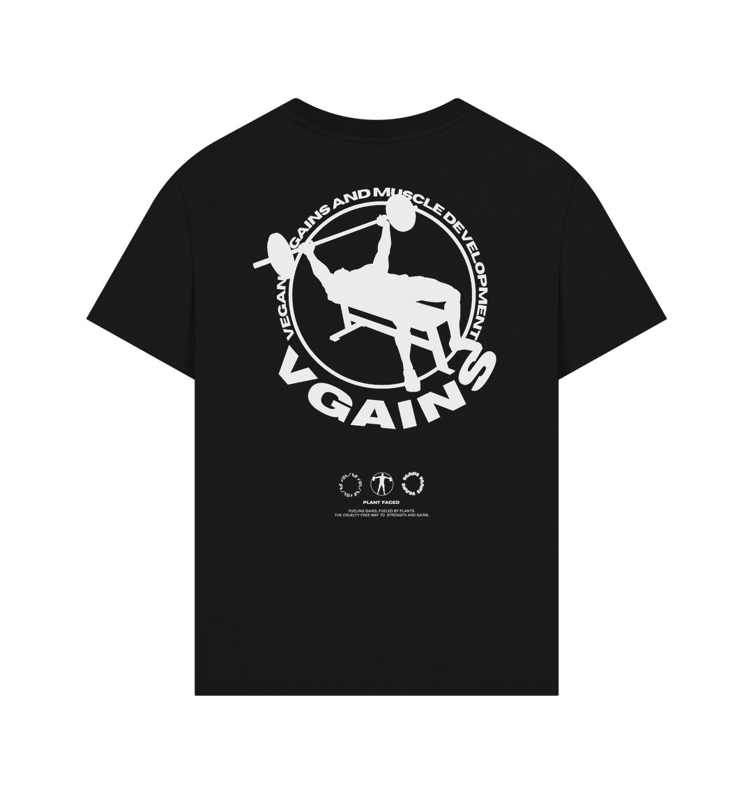 ★2024SS新作★WOOALONG★OG logo over fit T-shirts VGAINS Emblem Pump Cover Heavyweight Oversized Tee - Black