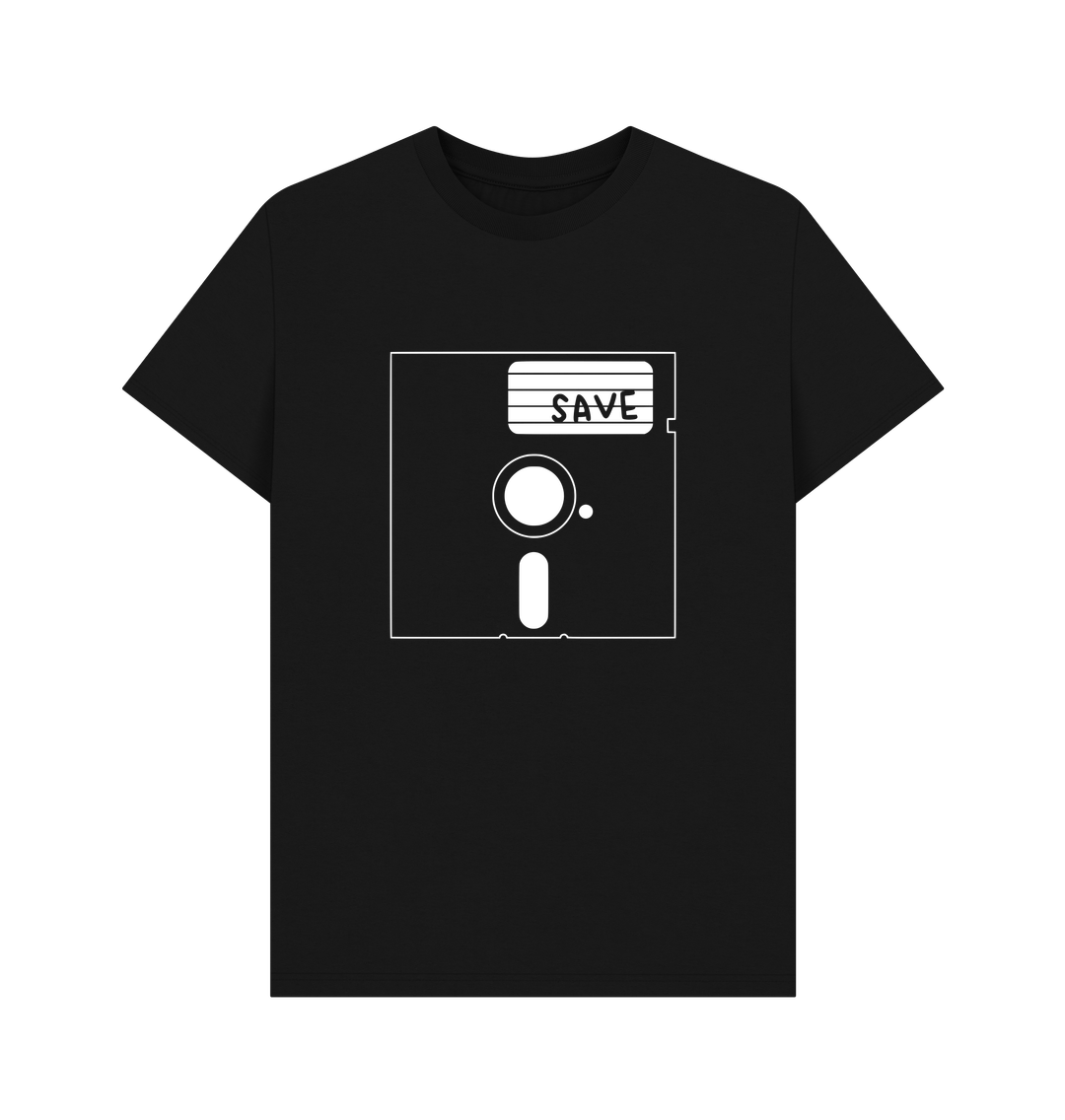 T-shirt: (It's the save icon except it's a 1970s 5.25 inch floppy)