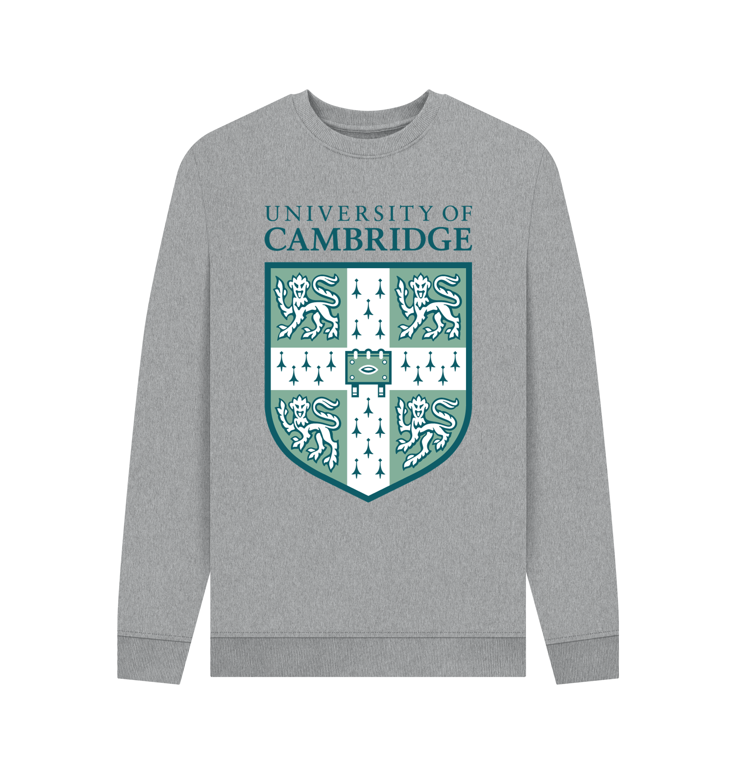 PREMIUM OFFICIAL University Of Cambridge Shield Unisex Heather Grey Sweatshirt - Picture 2 of 3