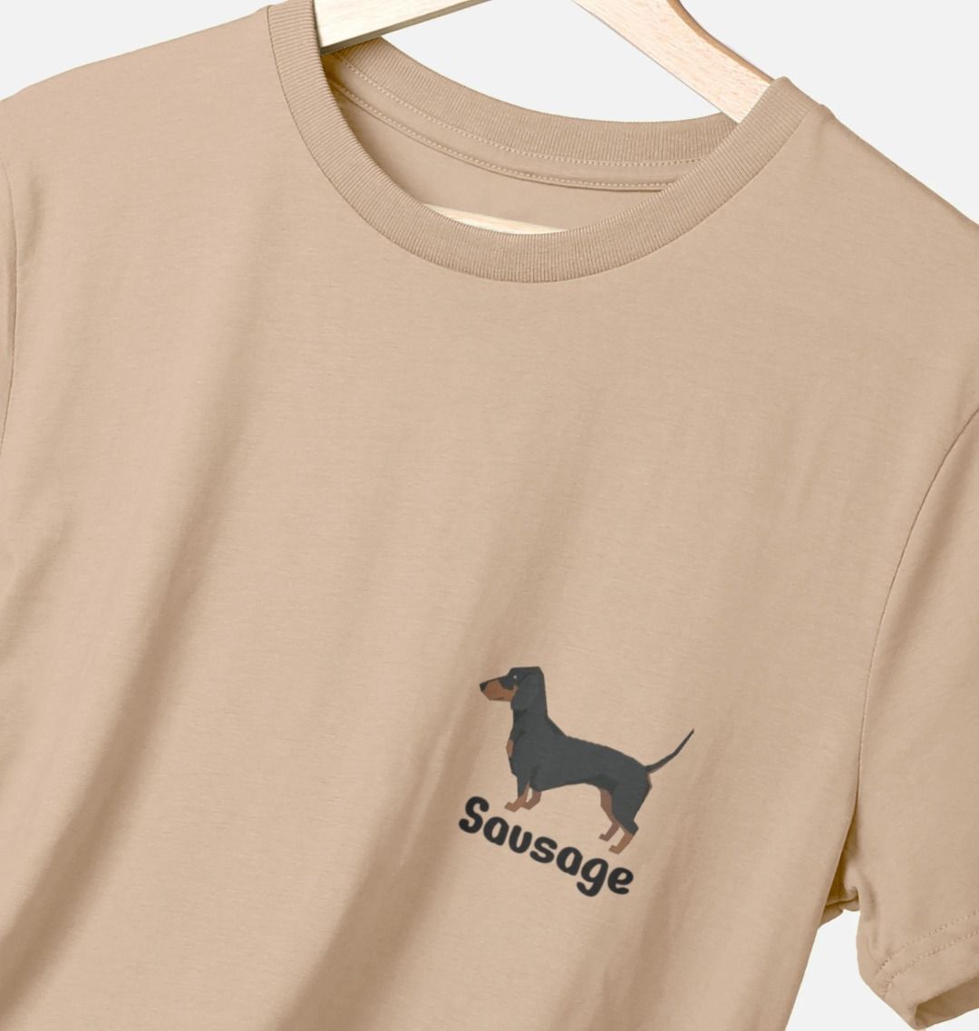 Dachshund Pocket Print Mens Customisable Cotton T Shirt