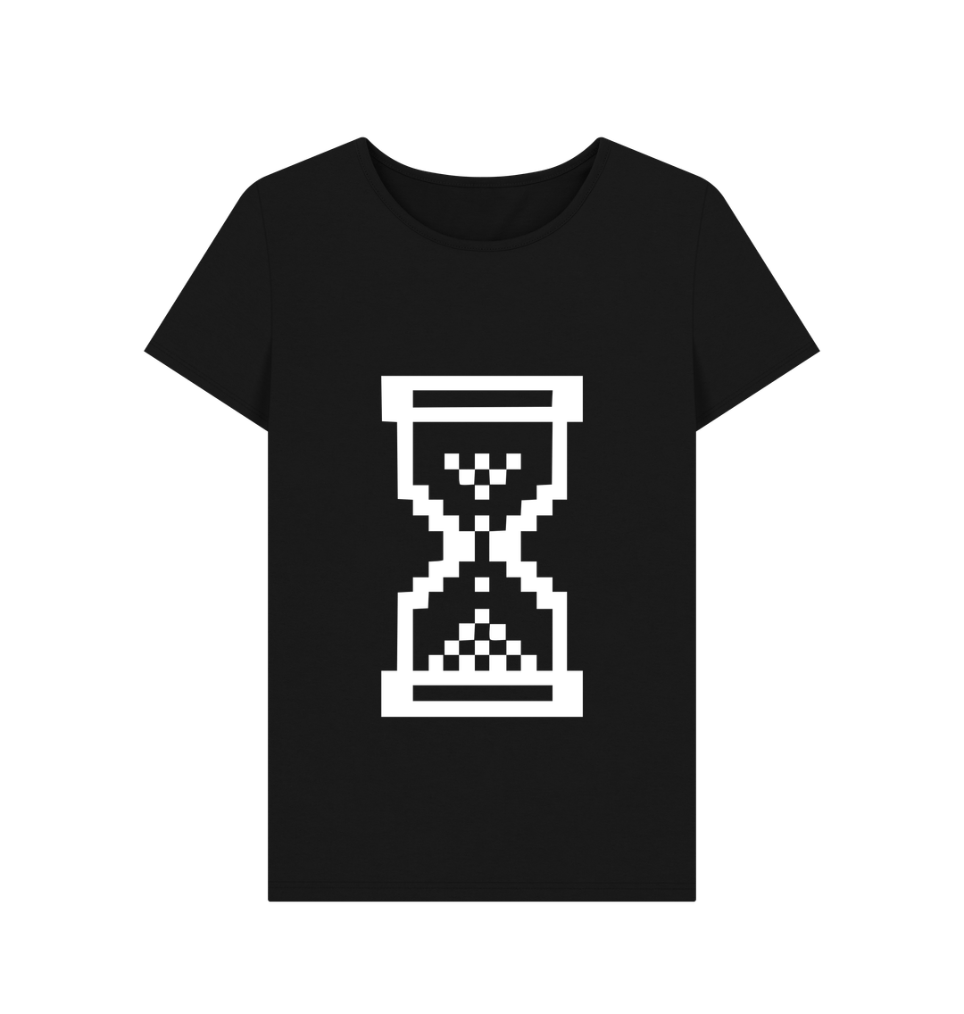 T-shirt: Windows is contemplating the nature of time (pixelated hourglass loading indicator icon).