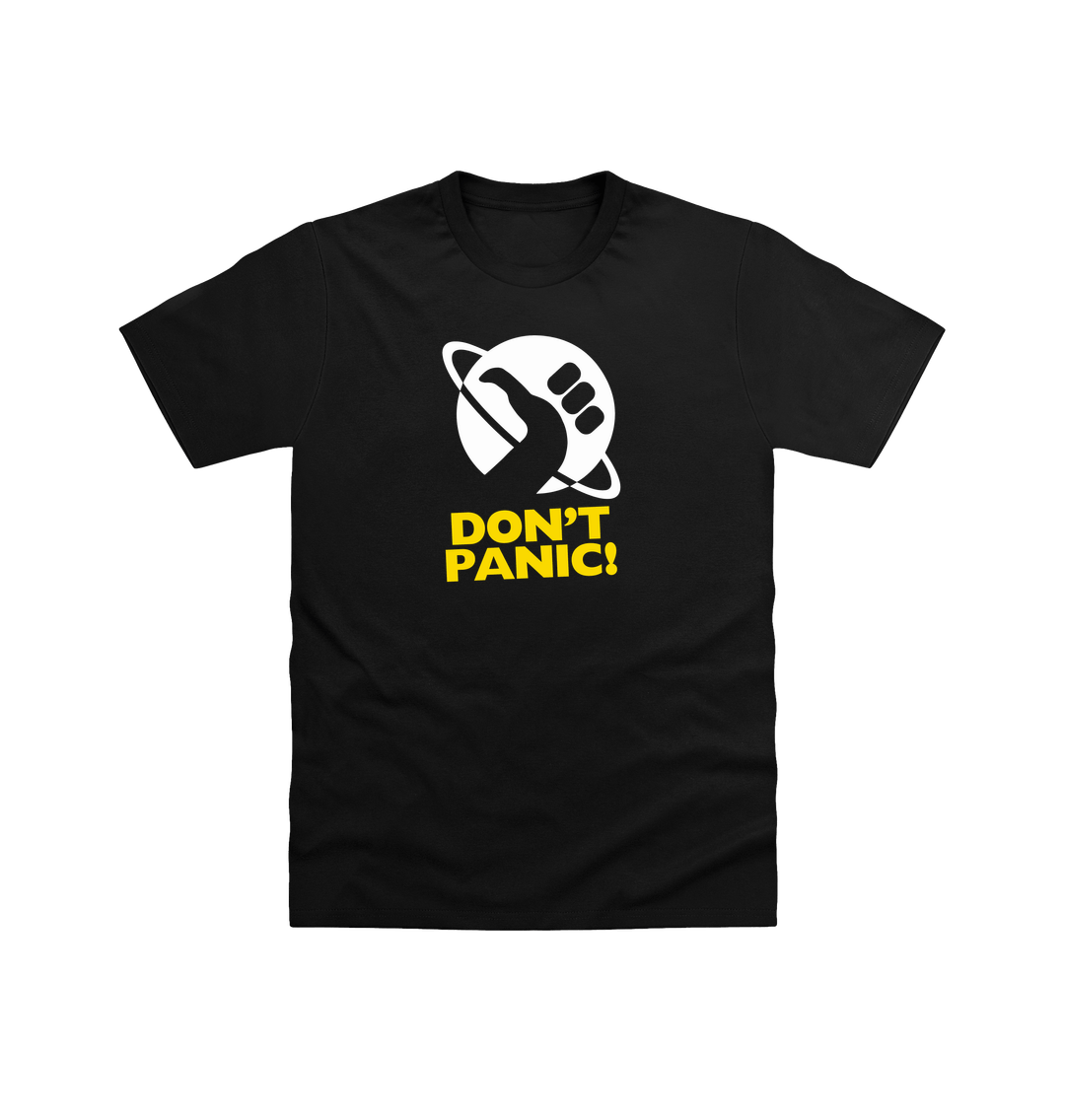 Inspired By The Hitchhiker's Guide To The Galaxy Don't Panic T Shirt - Picture 2 of 6