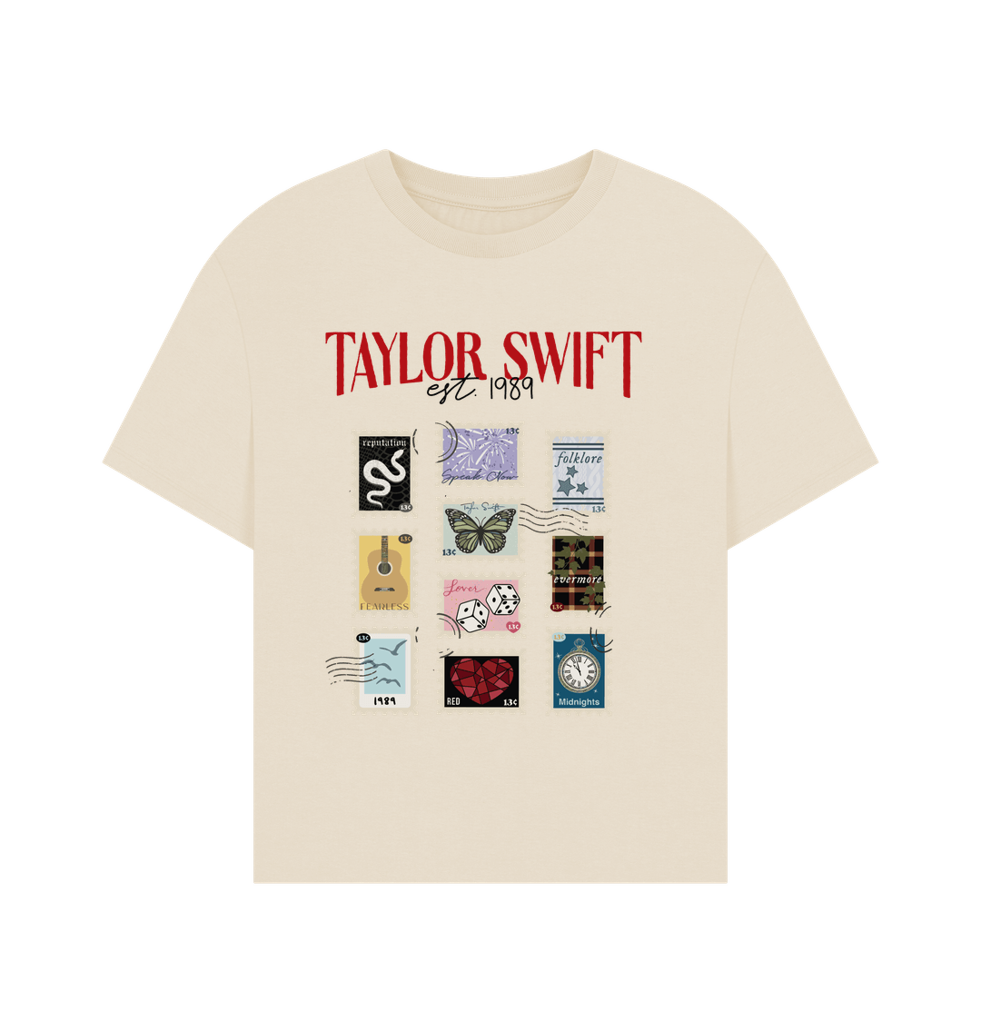Taylor Swift Album Stamps Women's Oversized T-Shirt Taylor Swift Album Stamps Women's Oversized T-Shirt