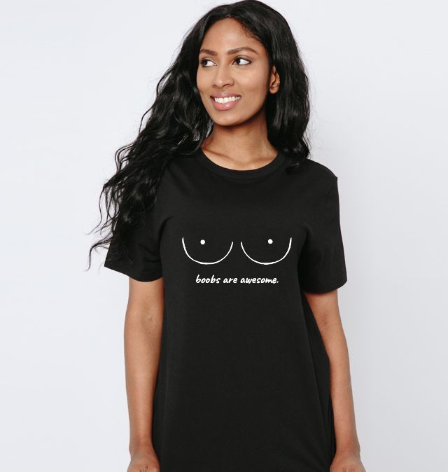 Boobs Are Awesome T-shirt(White Text)