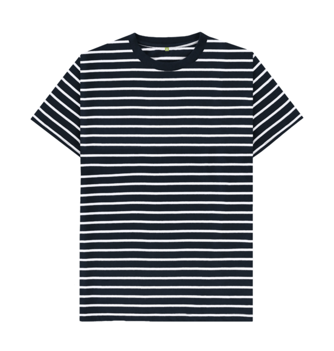 Men's Organic Cotton Vintage Striped T-Shirt in Trench Navy Marl