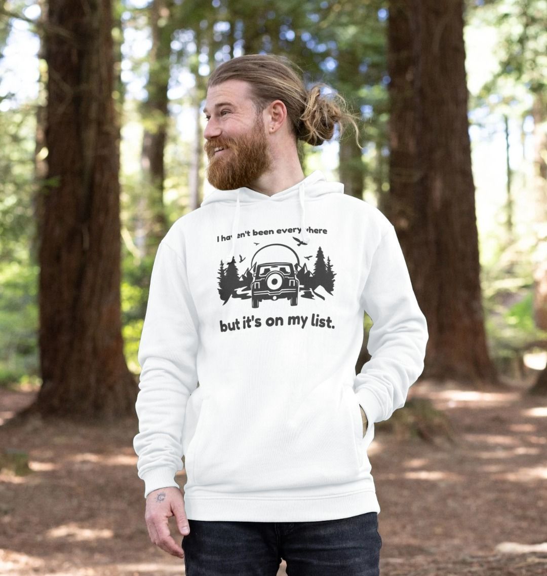 Christmas Tree Print Organic Men's Hoodie | Produced with 2024 100% Wind Energy from Organic Cotton | Fully Circular