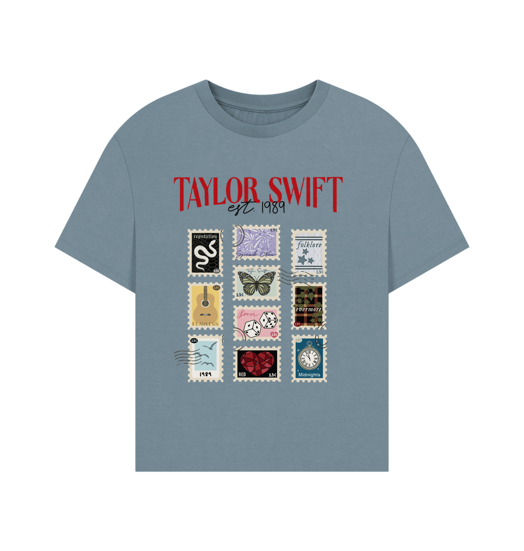 Taylor Swift Album Stamps Women's Oversized T-Shirt Taylor Swift Album Stamps Women's Oversized T-Shirt