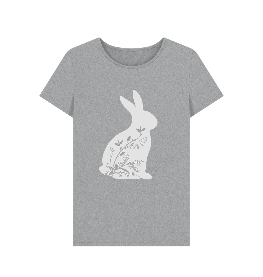 Rabbit Floral T-Shirt Women | Ladies Bunny Graphic Tee