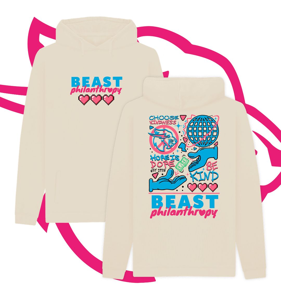 Mr beast best sale pink hoodie