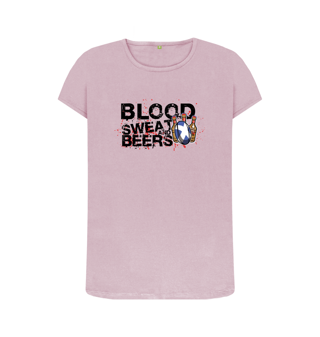 Scotland Rugby Supporter Womens T Shirt Blood, Sweat And Beer