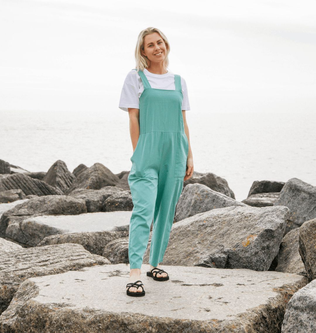 Buy online Dungaree Jumpsuit With Striped Tee from western wear for Women  by Buynewtrend for ₹699 at 56% off | 2023 Limeroad.com
