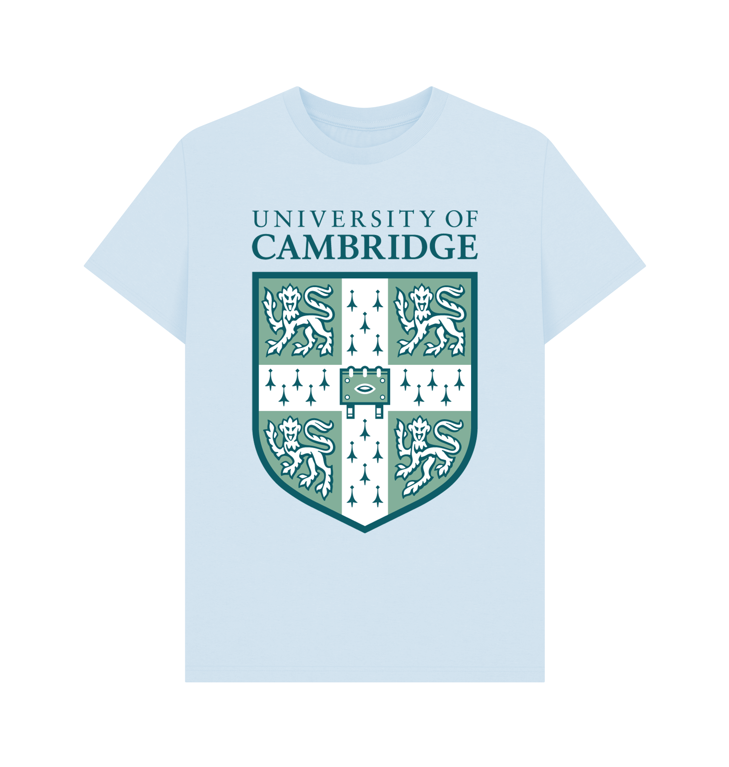 PREMIUM OFFICIAL University Of Cambridge Shield Unisex Sky T-Shirt - Picture 2 of 3