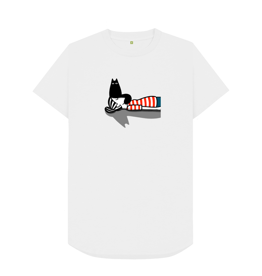 white cat shirt
