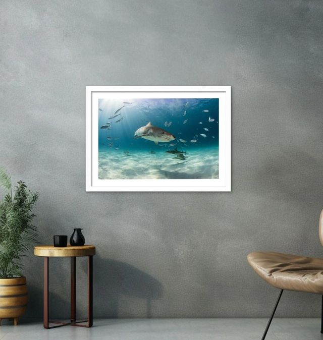 Great White Shark and Pilot Fish Canvas Print