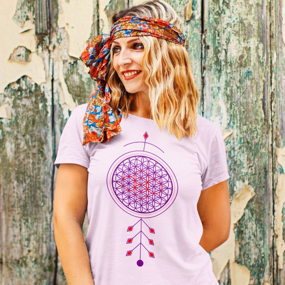 Flower Of Life Sacred Geometry Psychedelic Pattern T-Shirt