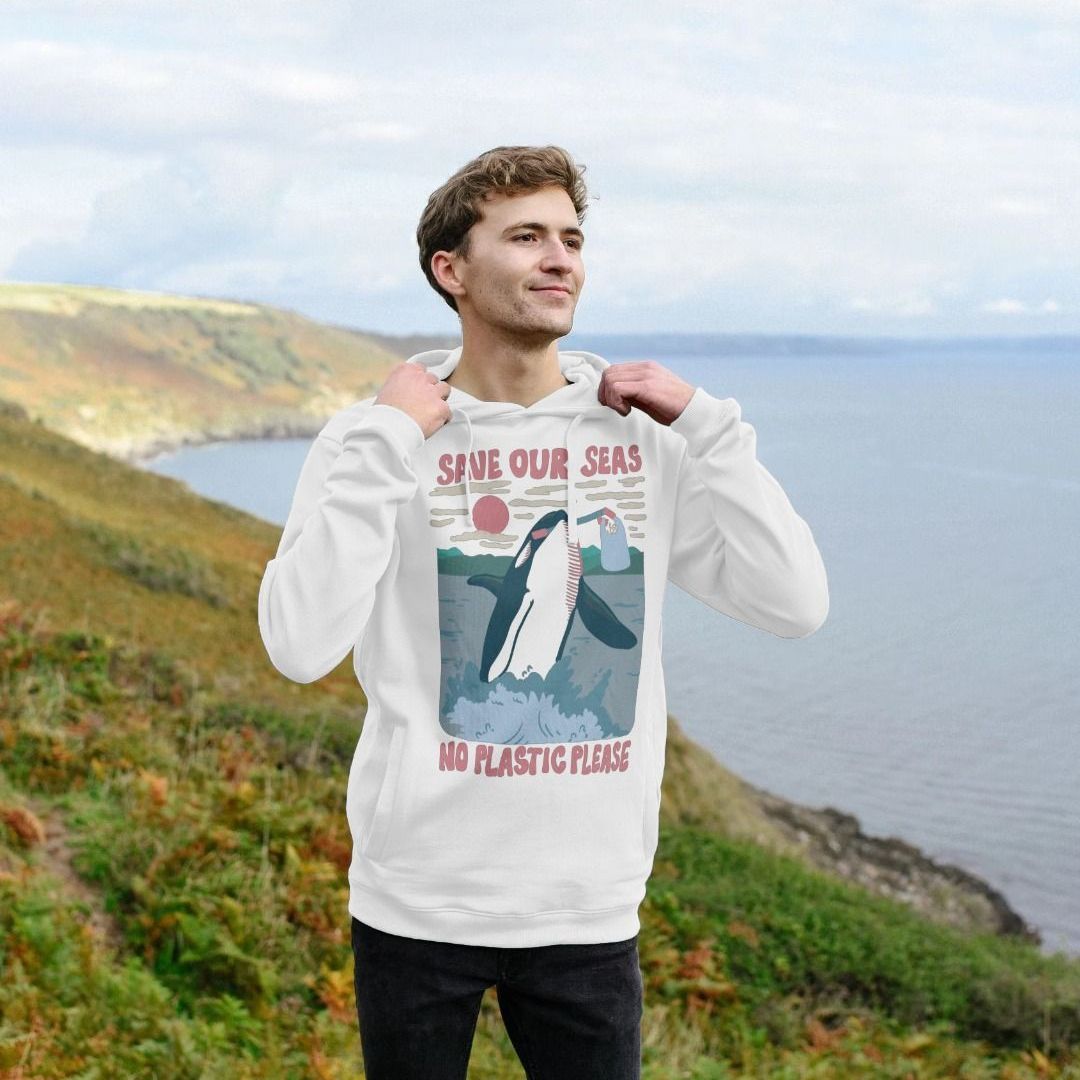 Save Our Seas No Plastic Please Orca Pullover Hoodie
