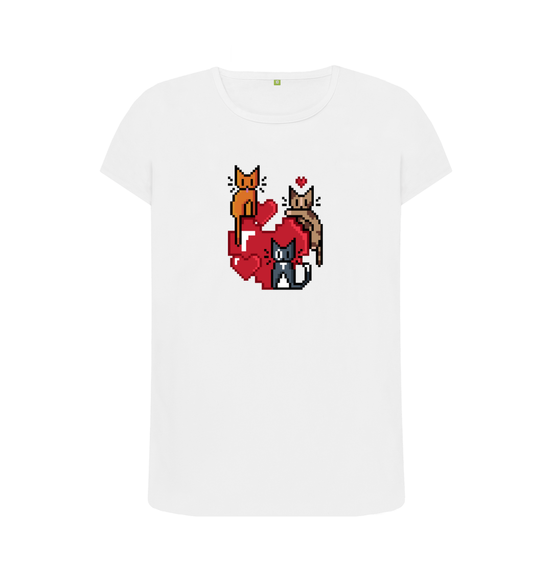 Womens Retro Digital Cats T-shirt 