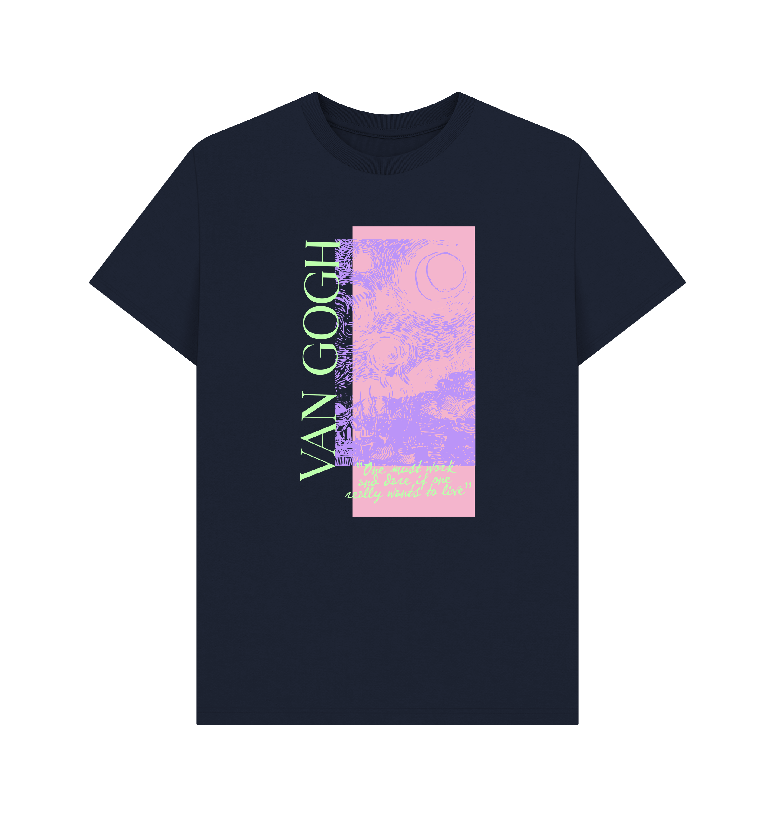 PREMIUM OFFICIAL APOH Van Gogh Starry Night Scribble Navy T-Shirt - Picture 2 of 3