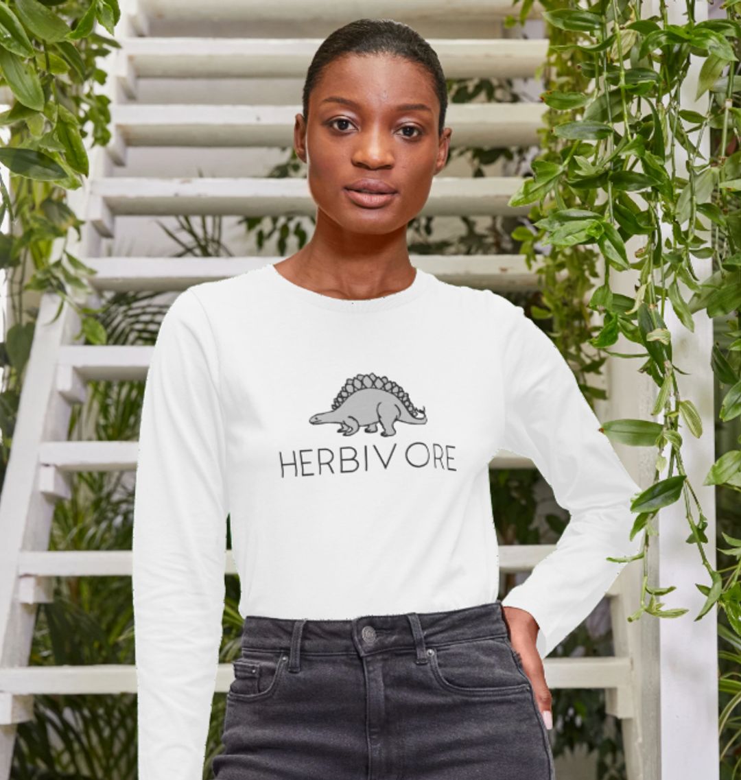 Herbivore" Stegosaurus Women's Long T-Shirt