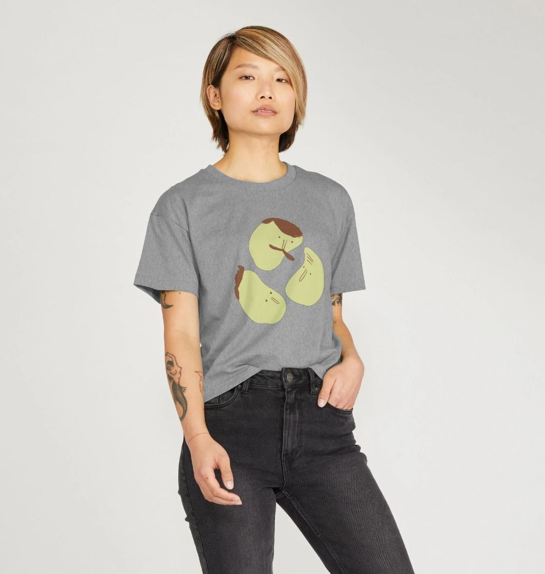 Women s Boxy Three Bean Salad Logo T Shirt