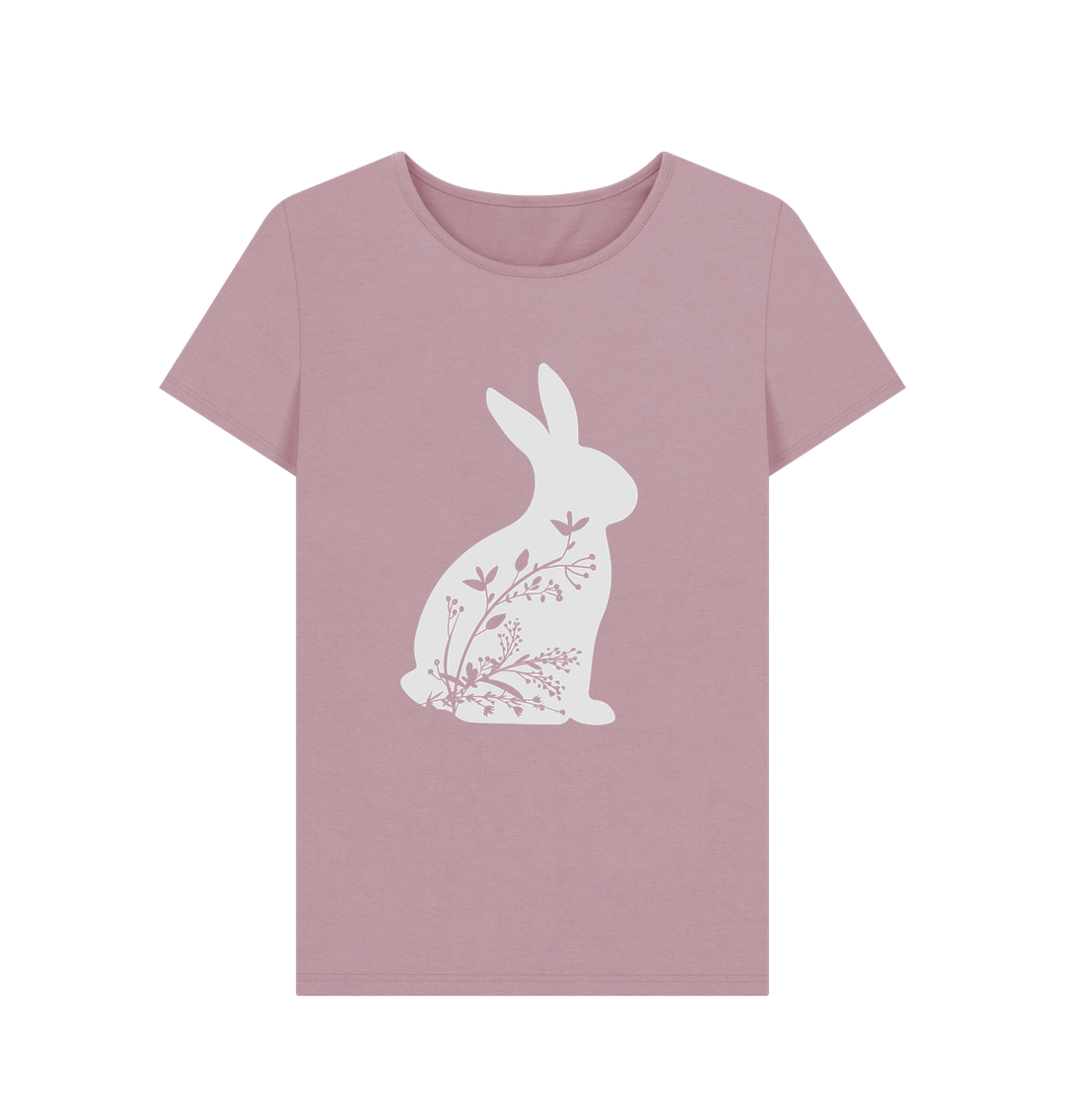 Rabbit Floral T-Shirt Women | Ladies Bunny Graphic Tee