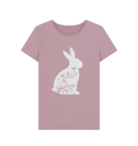 Rabbit Floral T-Shirt Women | Ladies Bunny Graphic Tee