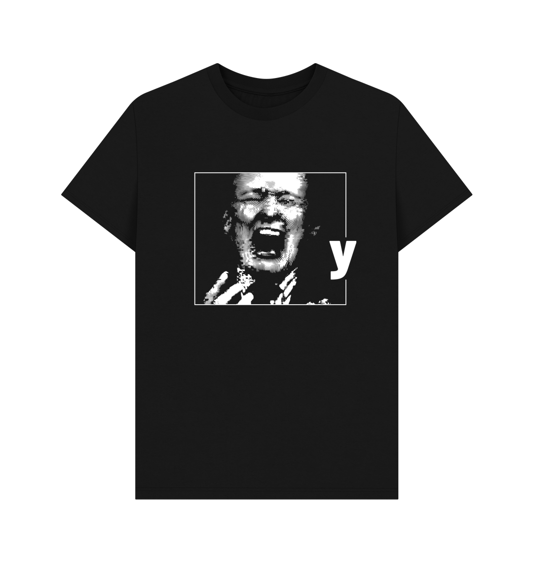 T-shirt: (A man screaming in pain with the letter y next to him in bold)