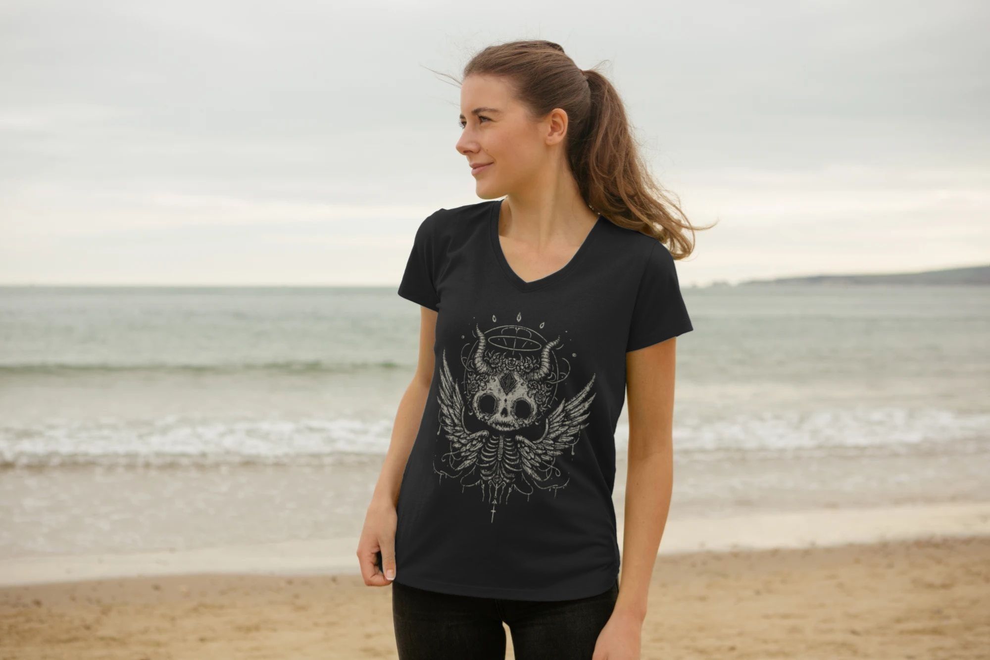 Dark Cottagecore Women's V-Neck T-shirt | Dark Fairy Gothic