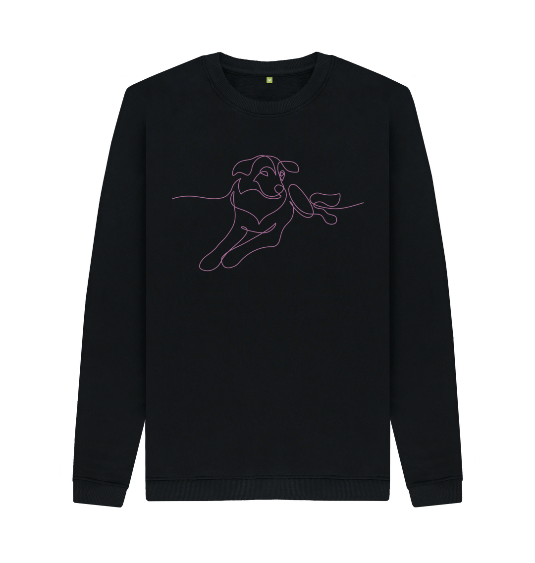 Border Collie Line Art Mens Organic Cotton Jumper