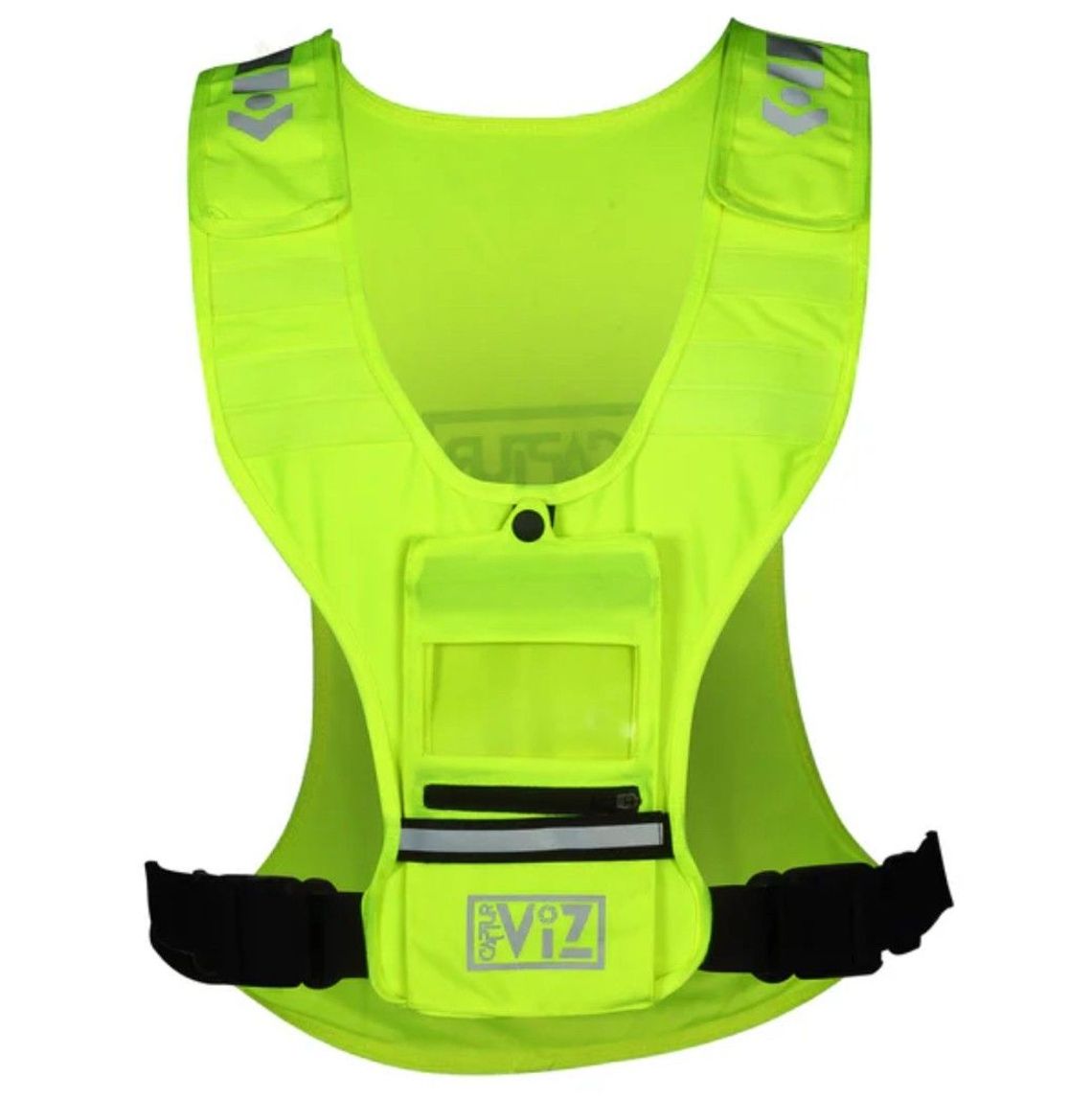 CapturViz high-visibility vest with built-in phone mount — a hands-free filming solution made by an independent UK brand, featured on Above Average Clothing