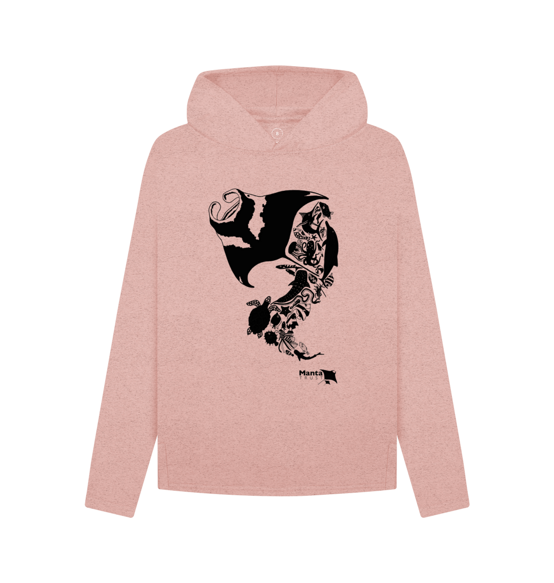 Save the Seas Ray Fish Organic Women's Hoodie | Made with popular 100% Renewable Energy | GOTS Organic Certified | Fully Circular