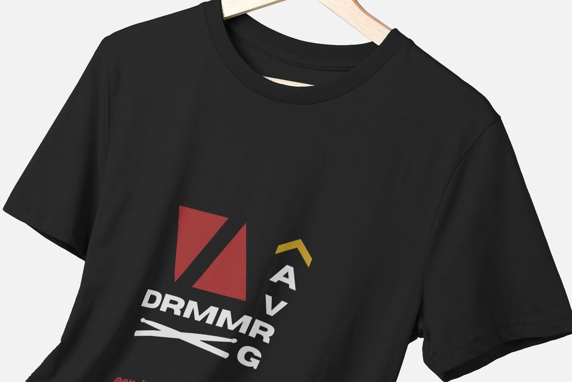 a personalised t shirt made for Emily Irving from the band Too Red. The tee features the band's iconic red triangles logo