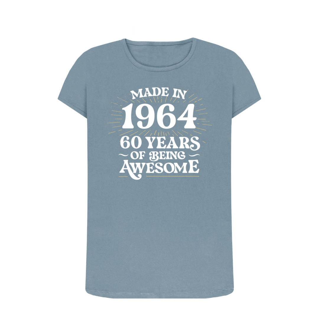 60th Birthday Womens T Shirt Made in 1964 - 60 Awesome Years