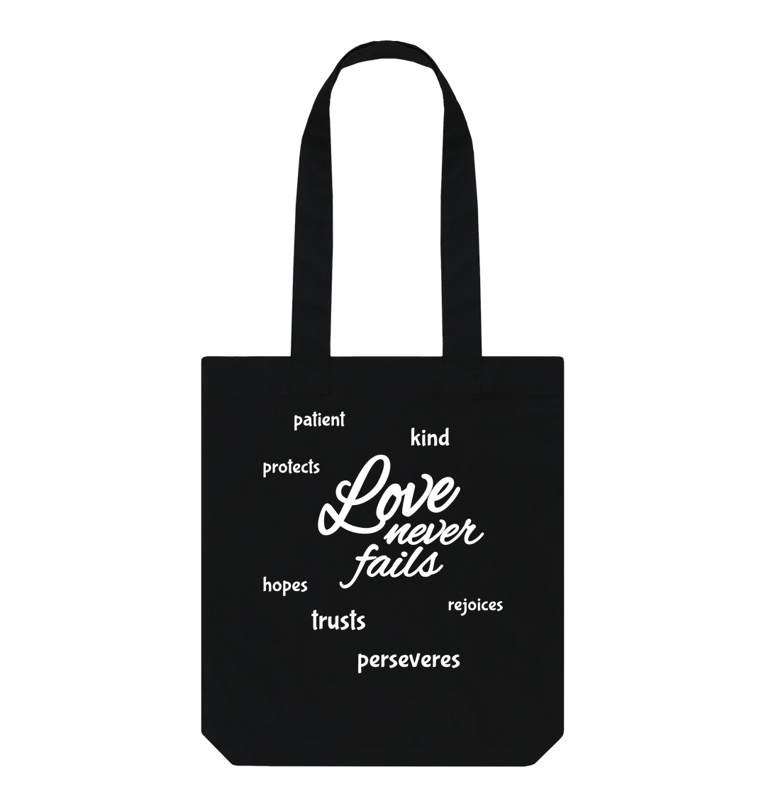 Love Never Fails Tote Bag Love Never Fails Tote Bag