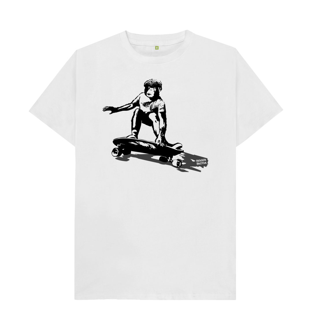 Skater Monkey on Skateboard T-Shirt by Me - Pixels