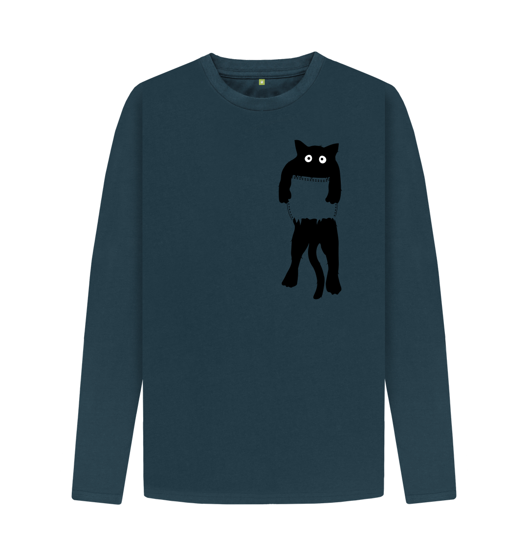 Cute Black Cat Pocket Long Sleeve