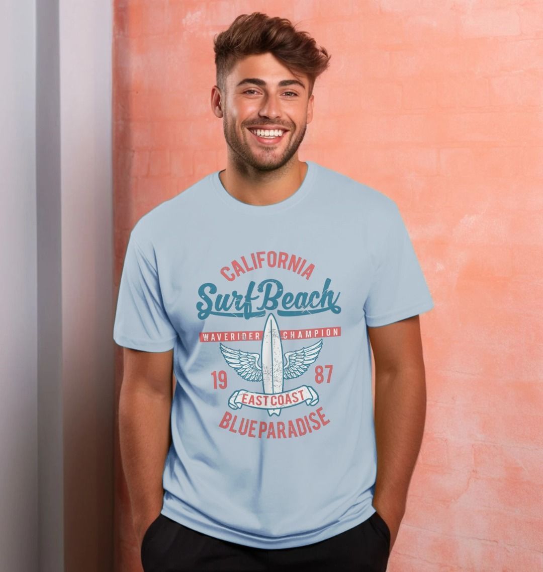 Retro Surfing T Shirt California Surf Beach Champion