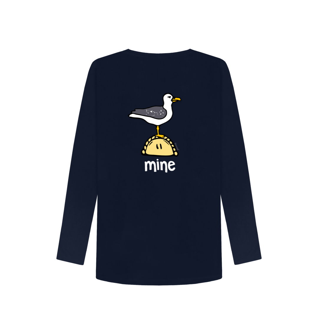 Mine! Seagull and Cornish Pasty, long-sleeved t-shirt, front and