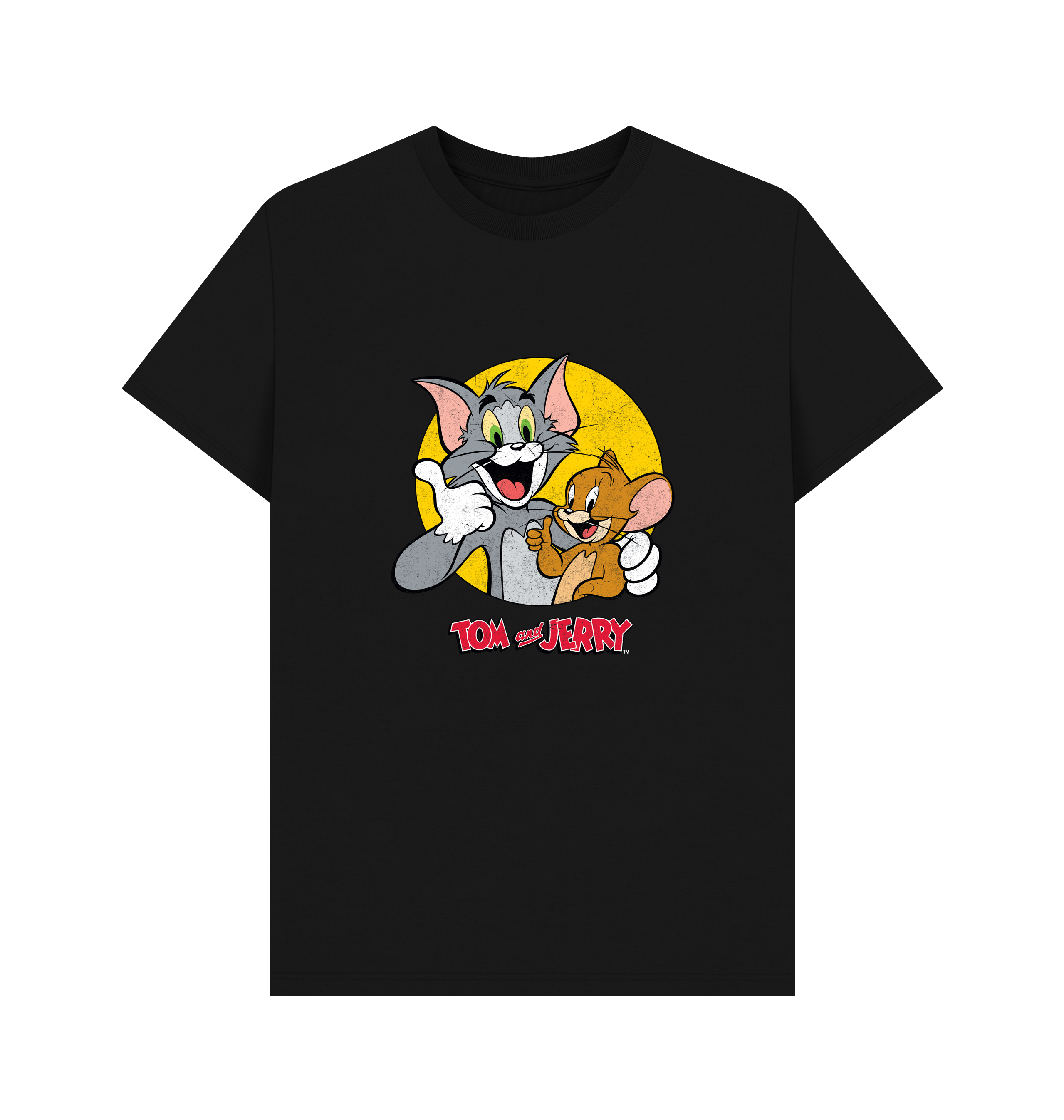 PREMIUM OFFICIAL Tom and Jerry Thumbs Up Black T-Shirt - Picture 2 of 3