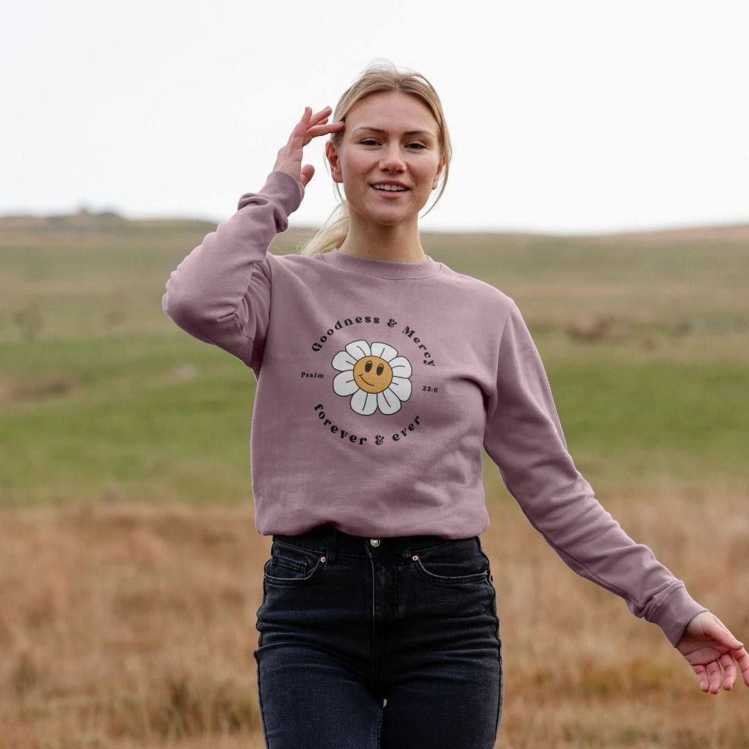 Psalm 23 Goodness & Mercy Retro Christian Jumper | 100% Organic 
