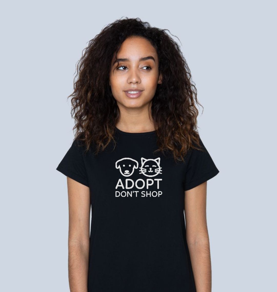 Adopt Don t Shop Women s Vegan Crew Neck T Shirt