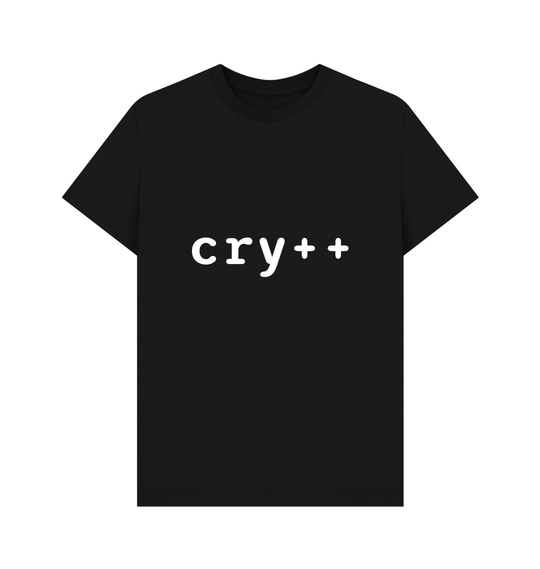 T-shirt: <span>(The word 'cry' followed by the increment operator.)</span>