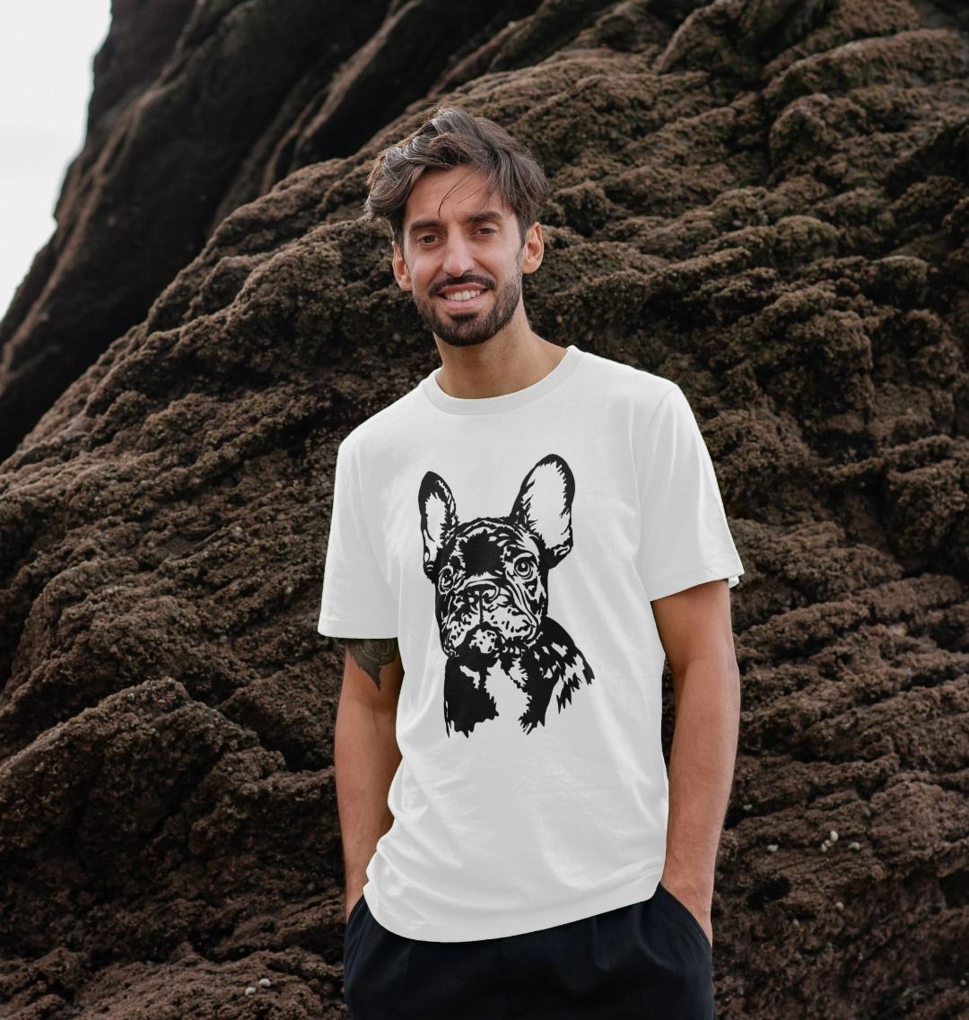 Hæl stamme metrisk French Bulldog T-shirt (men)
